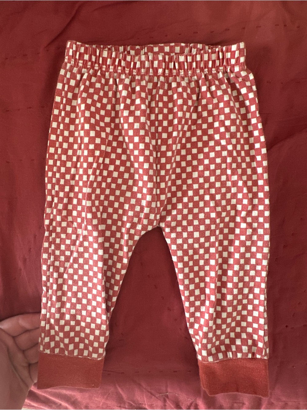 Cat & Jack Red and White Checkerboard Joggers with Elastic Waist